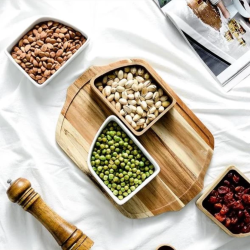 Porcelain and Wood Serving Platter