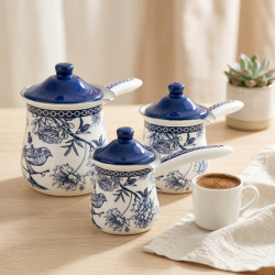 Flowers Pattern Coffee Pot Set 3 Pieces
