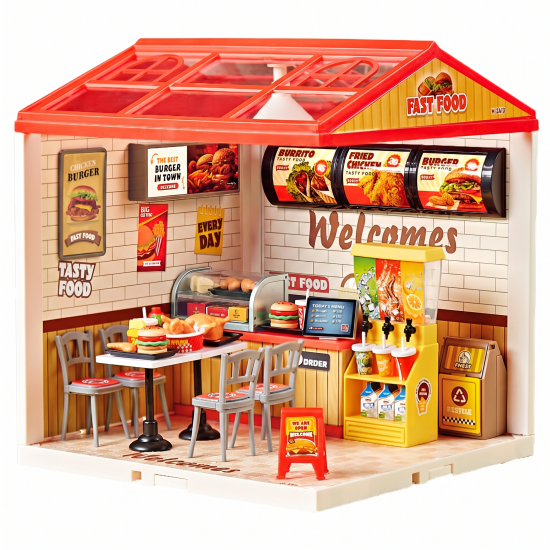 Fast Food Shop Dollhouse Set 125 Pieces