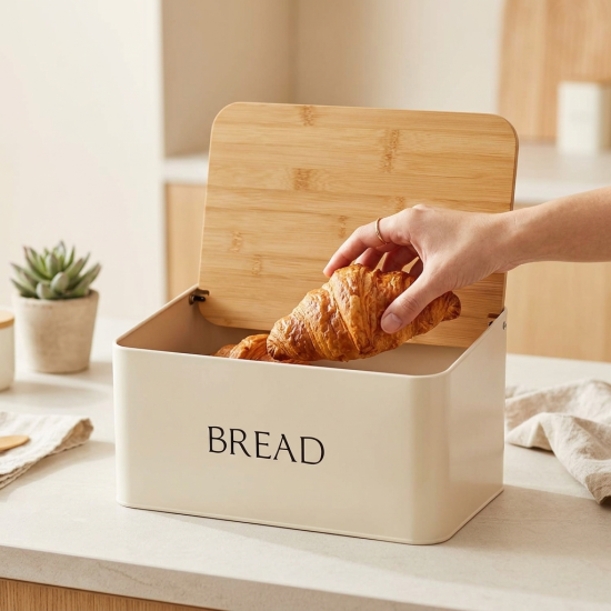 Bread Box And 3 Canisters Set