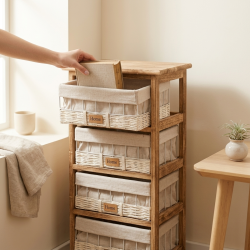 Wooden Storage Cabinet - 4 Drawers