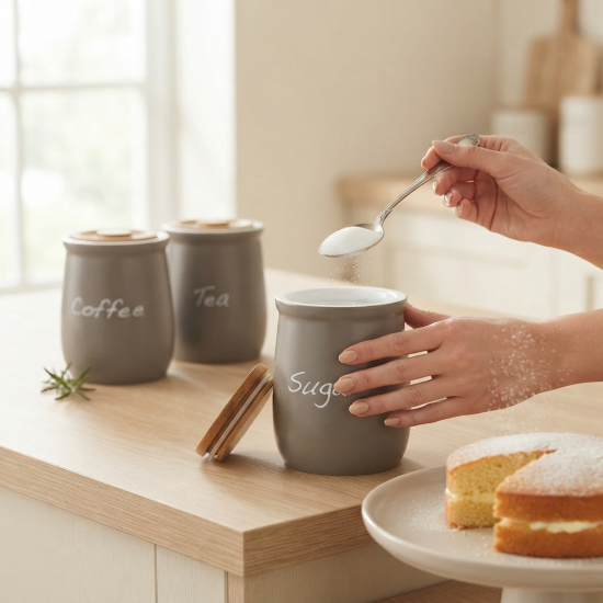 Porcelain Spice Jar Set - 3 Pcs