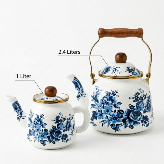 Flowers Pattern Tea Pot Set 2 Pieces