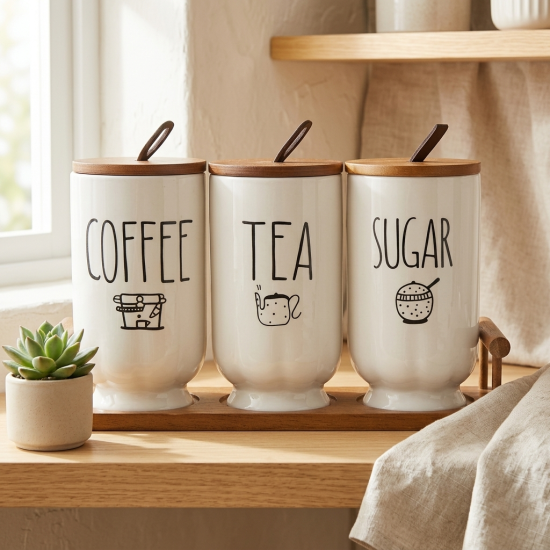 Porcelain Spice Jar Set - 3 Pcs