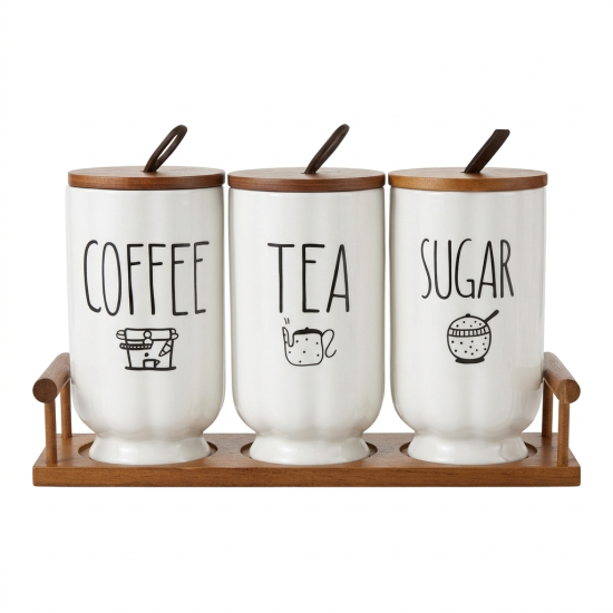 Porcelain Spice Jar Set - 3 Pcs