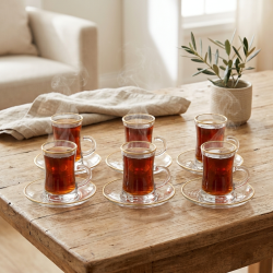 Tea Glass Cups And Saucer Set 6 Pcs