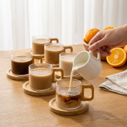 Glass Coffee Cup Set 6 Pieces 250 ml