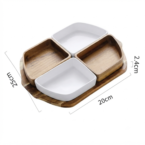 Porcelain and Wood Serving Platter