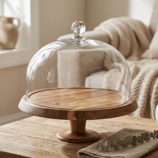Serving Platter With Wooden Base