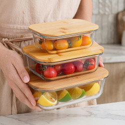 Glass Container With Wooden Lid 1040 ml