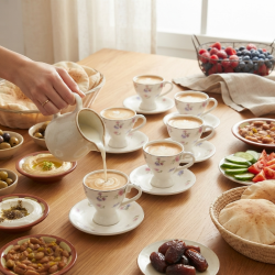 Coffee Cup and Saucer Set - 6 Pcs