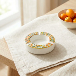 Orange Pattern Ceramic Ashtray Medium
