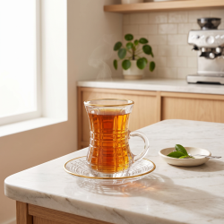 Tea Glass Cups And Saucer Set 6 Pcs