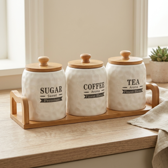 Porcelain Spice Jar Set - 3 Pcs