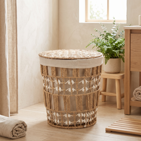 Straw Laundry Basket Medium