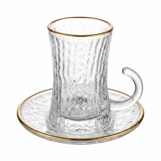 Tea Glass Cups And Saucer Set 6 Pcs