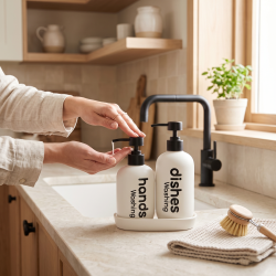 Glass Soap Dispenser Set - 3 Pcs