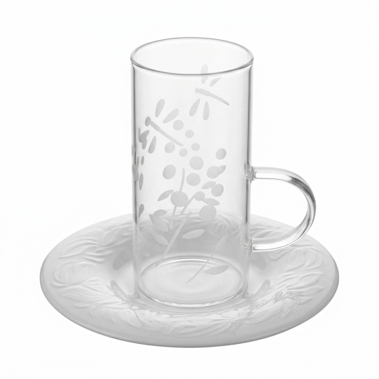 Glass Cups And Saucer Set 6 Pcs