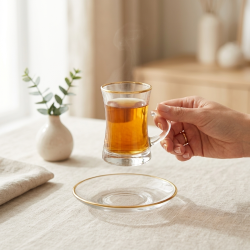 Tea Glass Cups And Saucer Set 6 Pcs