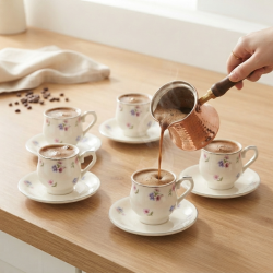 Coffee Cup and Saucer Set - 6 Pcs