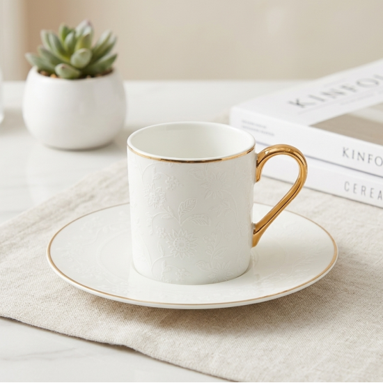 Coffee Cup and Saucer Set - 6 Pcs