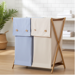 Wooden & Fabric Laundry Basket