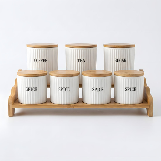 Porcelain Spice Jar Set - 7 Pcs