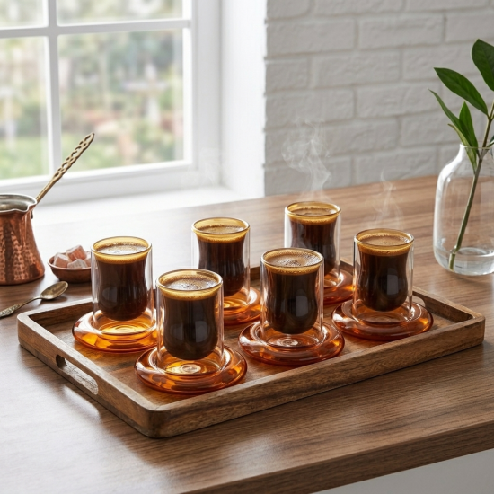 Glass Cups And Saucer Set 6 Pcs