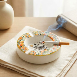 Orange Pattern Ceramic Ashtray Medium