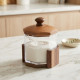 Acrylic Sugar Bowl With Wooden Lid