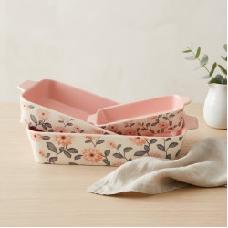Floral Porcelain Casserole Set 3 Pcs