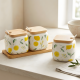 Lemon Pattern Porcelain Jar Set - 3 Pcs