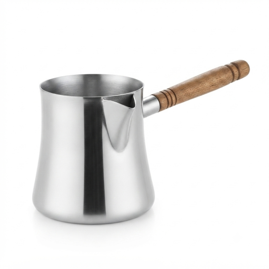 Stainless Steel Coffee Pot With Wooden Handle 700 ml
