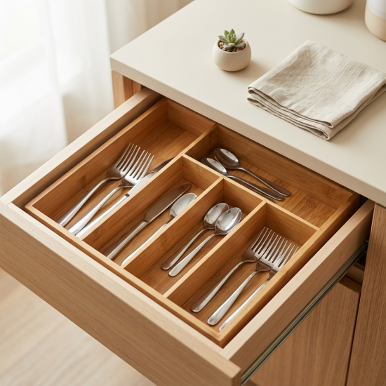 Wooden Cutlery Organizer