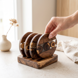 Wooden Coaster Set 4 Pieces 