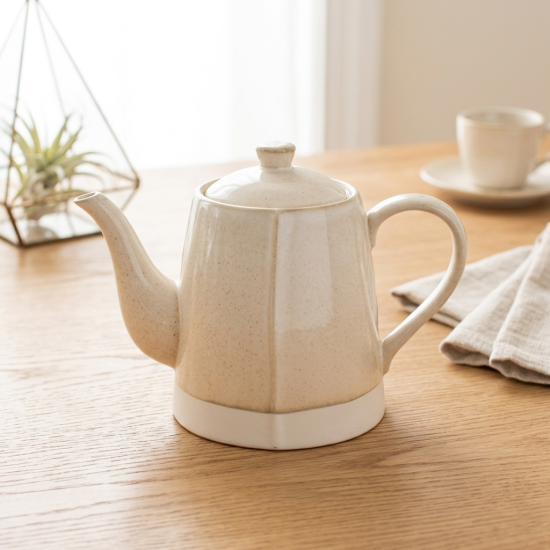 Mug Set 6 Pcs With Wooden Stand & Teapot