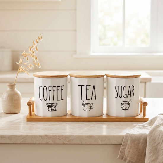 Porcelain Spice Jar Set - 3 Pcs