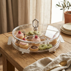 Acrylic & Metal Round Serving Platter Medium