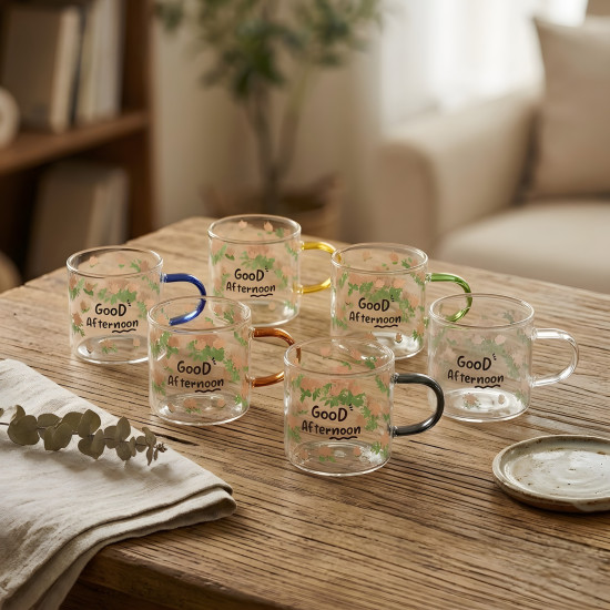 Glass Mug Set - 6 Pcs