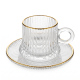 Glass Coffee Cup and Saucer Set - 6 Pcs