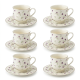 Porcelain Coffee Cup and Saucer Set - 6 Pcs
