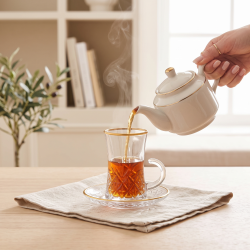 Tea Glass Cups And Saucer Set 6 Pcs