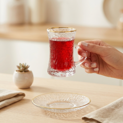 Tea Glass Cups And Saucer Set 6 Pcs