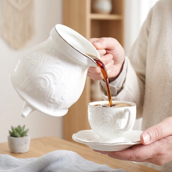 Coffee Cups 6 Pcs With Tray, Coffee Pot & Sugar Pot