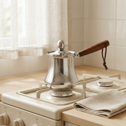 Stainless Steel Coffee Pot With Wooden Handle 350 ml