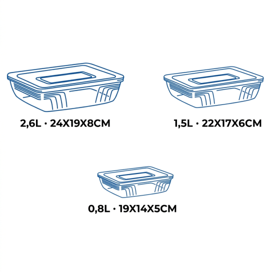 Pyrex Glass Food Storage Container Set 3 Pcs