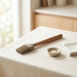Silicone Oil Brush With Wooden Handle