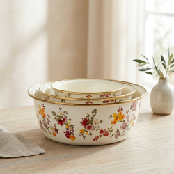 Flowers Pattern Basin Set - 3 Pcs