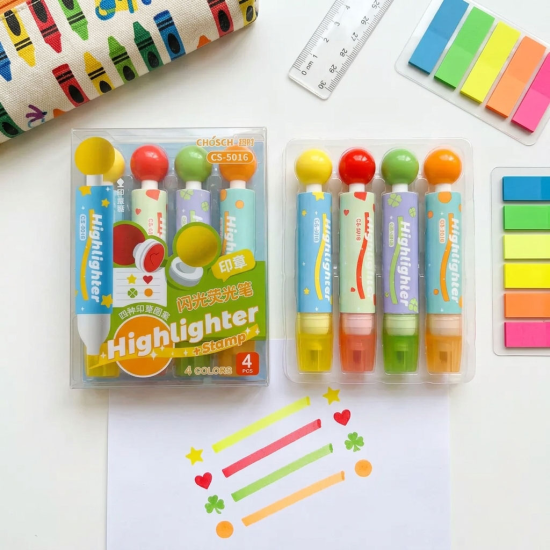 Highlighter And Stamp Set 4 Pieces