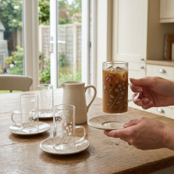Glass Cups And Saucer Set 6 Pcs